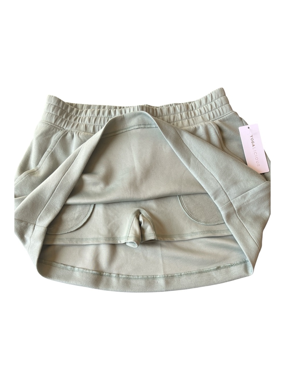 NWT Yogalicious Zuri Scuba Miniskort Skort L Green Milieu - Picture 4 of 6